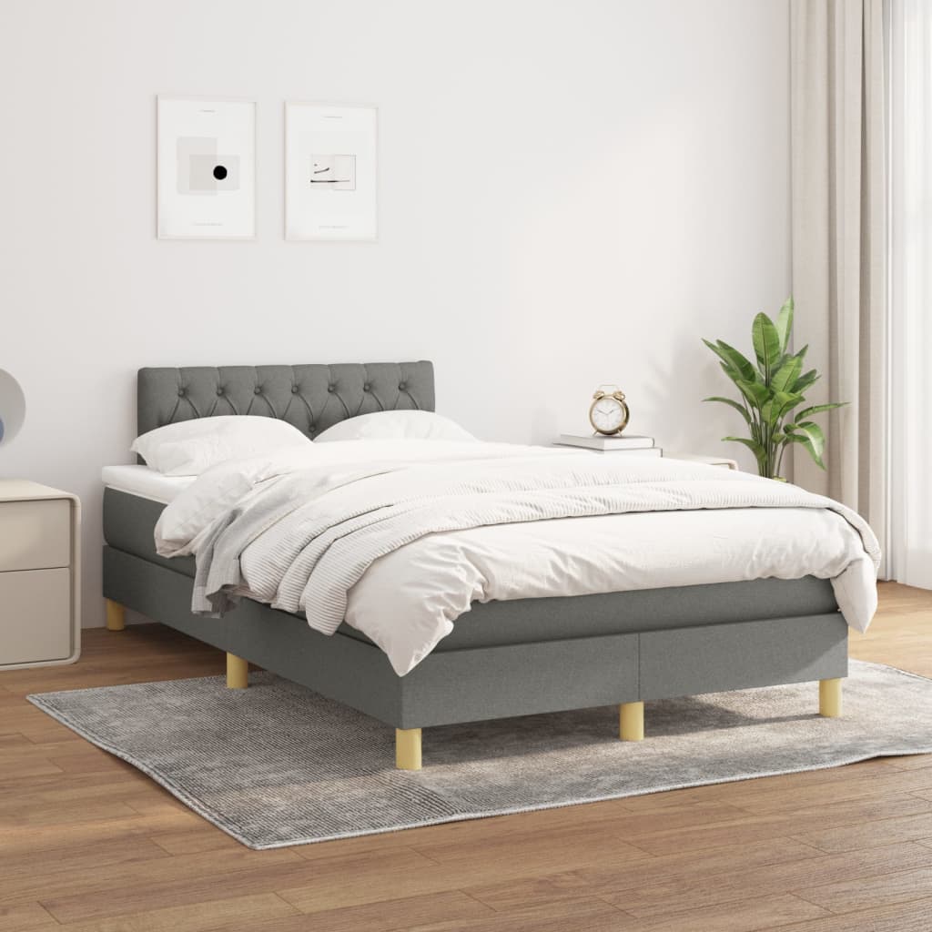 Giroletto a Molle con Materasso Grigio Scuro 120x200 cm Tessuto | homemem39