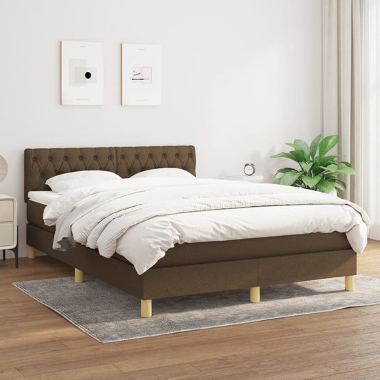 Giroletto a Molle con Materasso Marrone Scuro 140x190cm Tessuto | homemem39