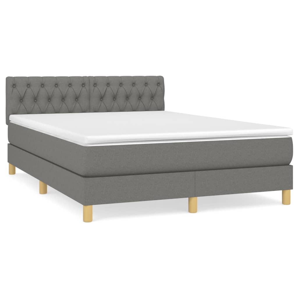 Giroletto a Molle con Materasso Grigio Scuro 140x200cm Tessuto | homemem39