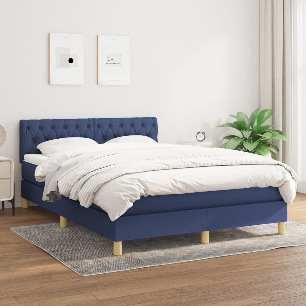Giroletto a Molle con Materasso Blu 140x200 cm in Tessuto | homemem39