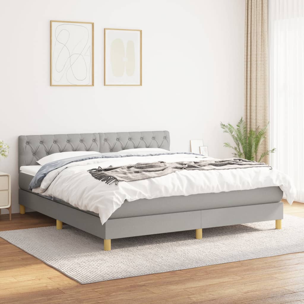 Giroletto a Molle con Materasso Grigio Chiaro160x200 cm Tessuto | homemem39