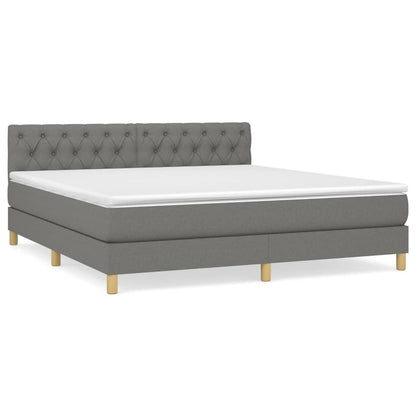 Giroletto a Molle con Materasso Grigio Scuro 160x200 cm Tessuto