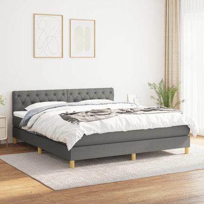 Giroletto a Molle con Materasso Grigio Scuro 160x200 cm Tessuto | homemem39