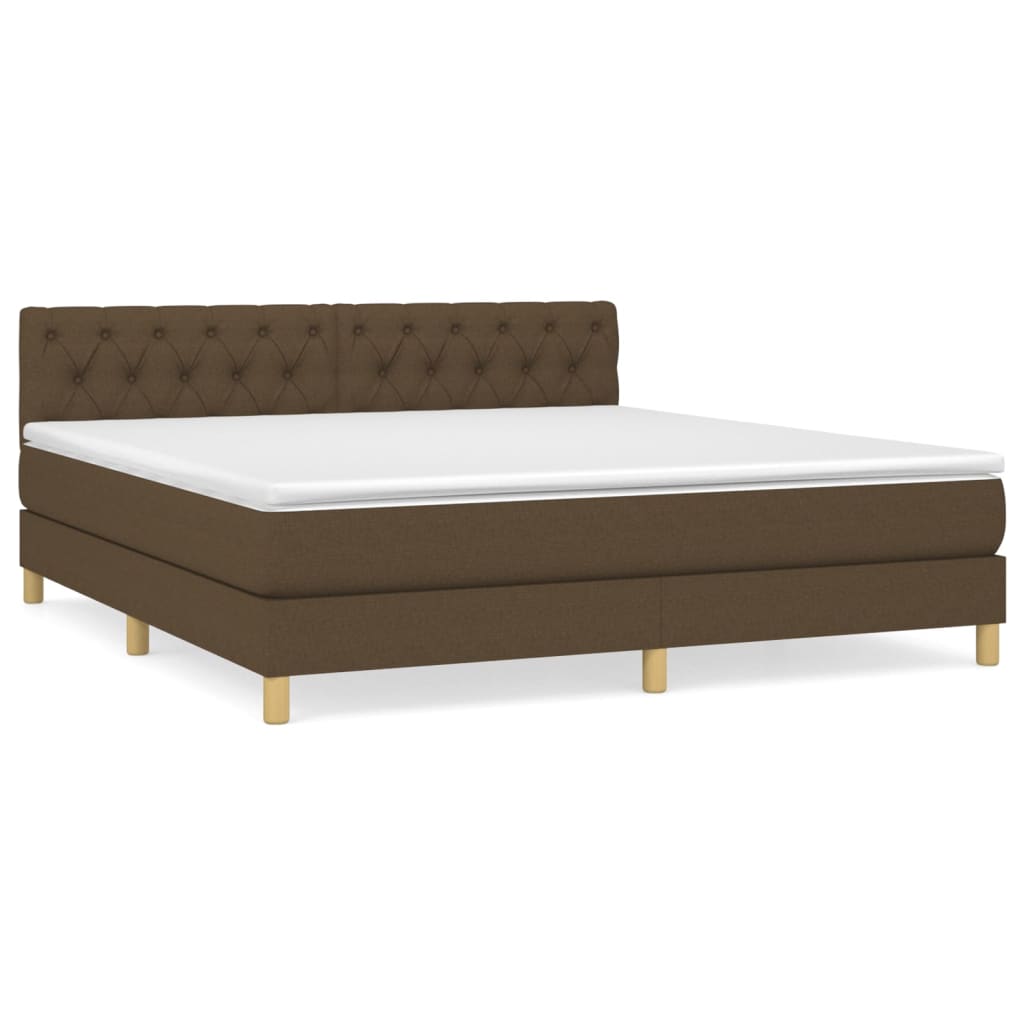 Giroletto a Molle con Materasso Marrone Scuro 160x200cm Tessuto | homemem39