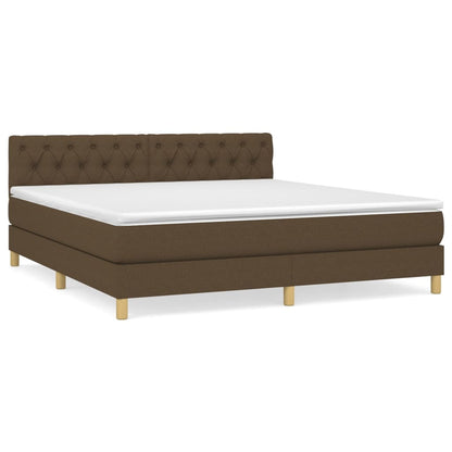 Giroletto a Molle con Materasso Marrone Scuro 160x200cm Tessuto | homemem39