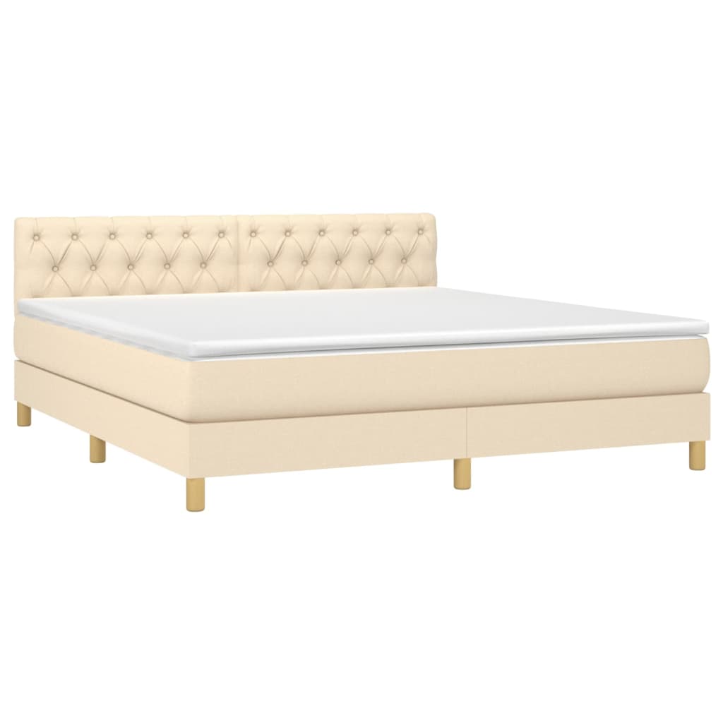 Giroletto a Molle con Materasso Crema 160x200 cm in Tessuto