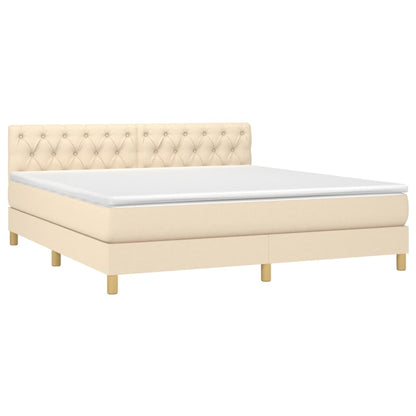 Giroletto a Molle con Materasso Crema 160x200 cm in Tessuto