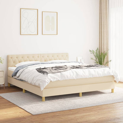 Giroletto a Molle con Materasso Crema 160x200 cm in Tessuto