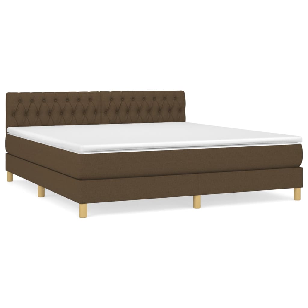 Giroletto a Molle con Materasso Marrone Scuro 180x200cm Tessuto | homemem39