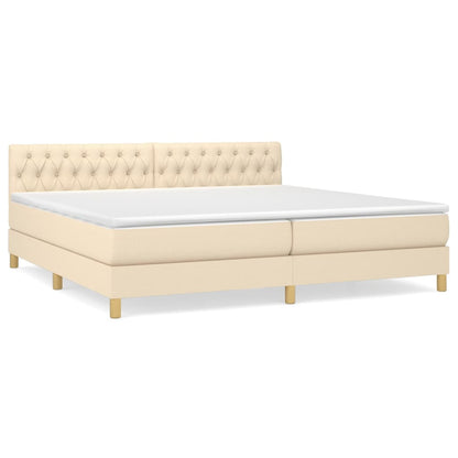 Giroletto a Molle con Materasso Crema 200x200 cm in Tessuto | homemem39
