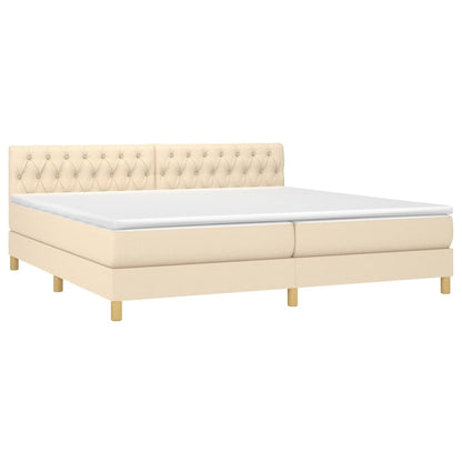 Giroletto a Molle con Materasso Crema 200x200 cm in Tessuto | homemem39