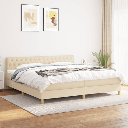 Giroletto a Molle con Materasso Crema 200x200 cm in Tessuto | homemem39