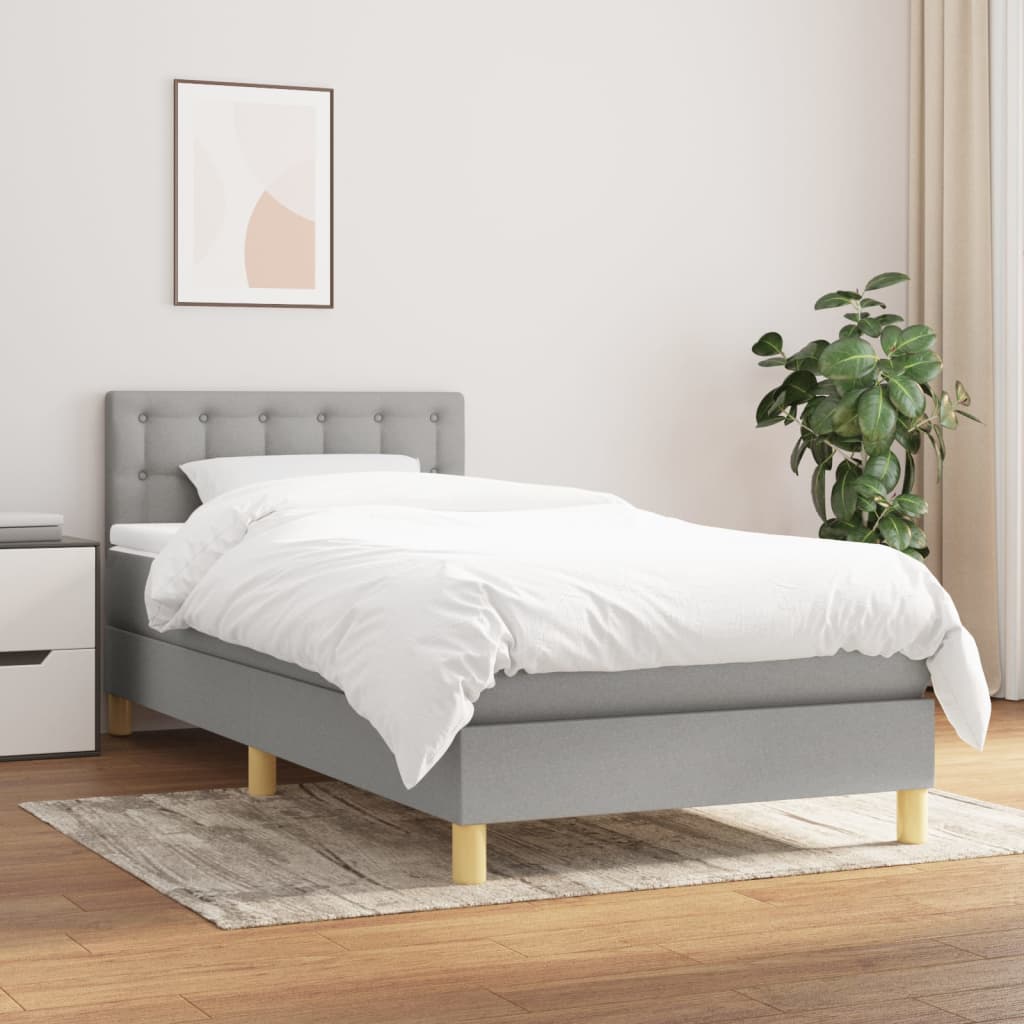 Giroletto a Molle con Materasso Grigio Chiaro 80x200 cm Tessuto | homemem39