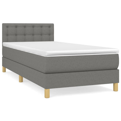 Giroletto a Molle con Materasso Grigio Scuro 100x200 cm Tessuto