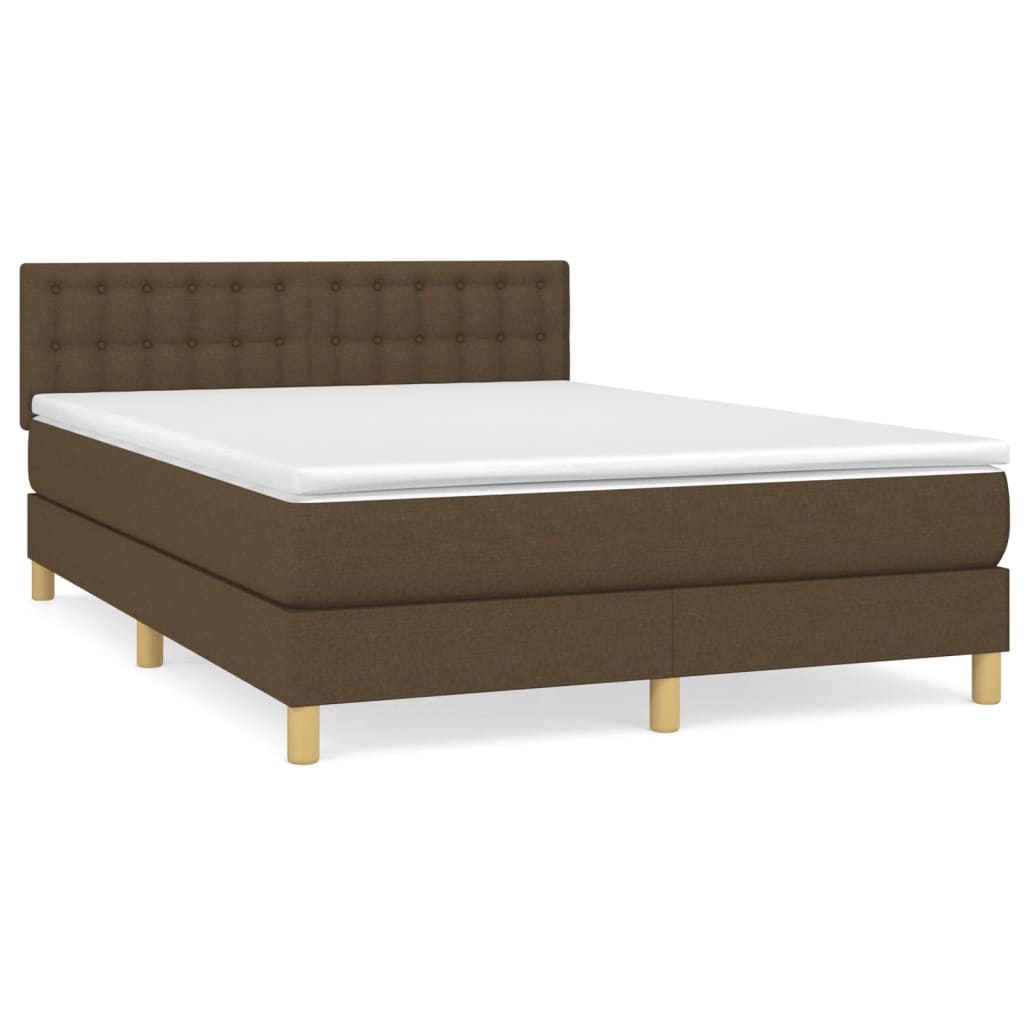 Giroletto a Molle con Materasso Marrone Scuro 140x190cm Tessuto | homemem39
