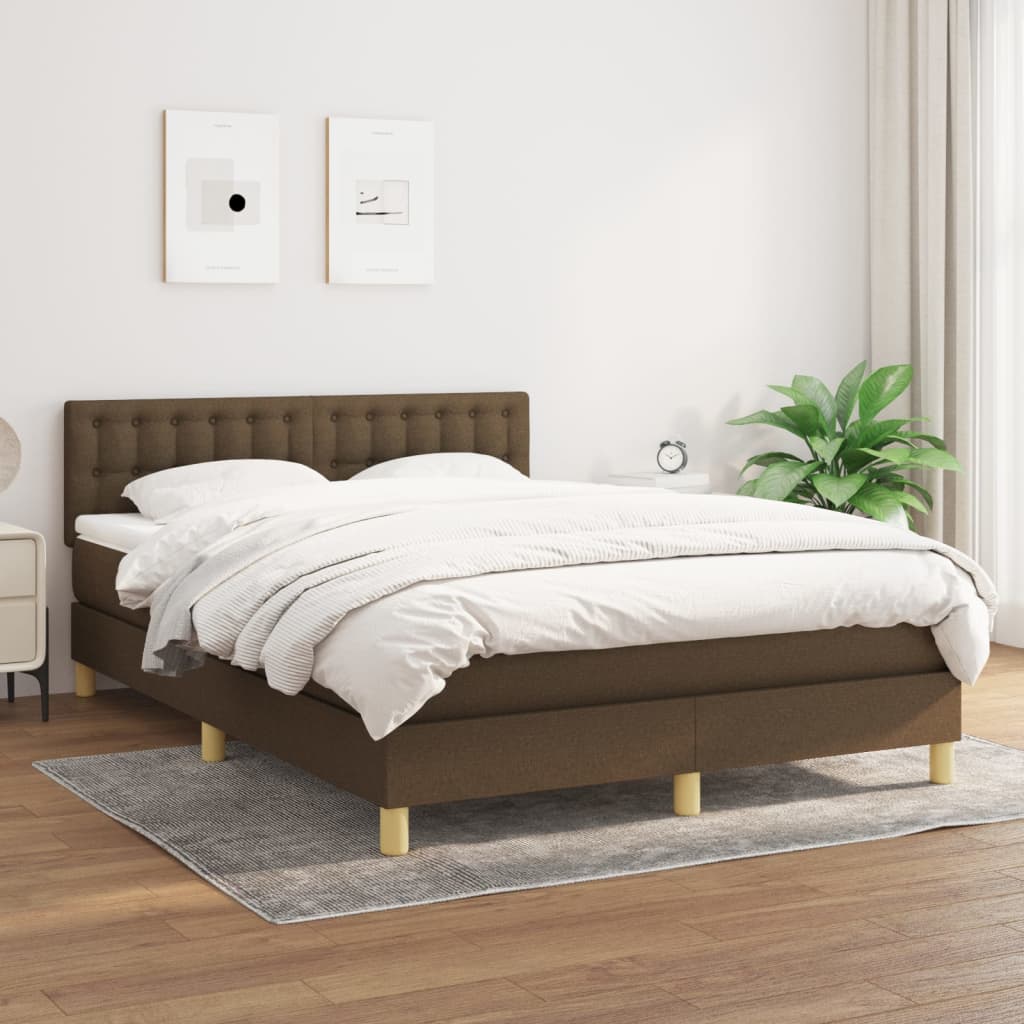 Giroletto a Molle con Materasso Marrone Scuro 140x190cm Tessuto | homemem39
