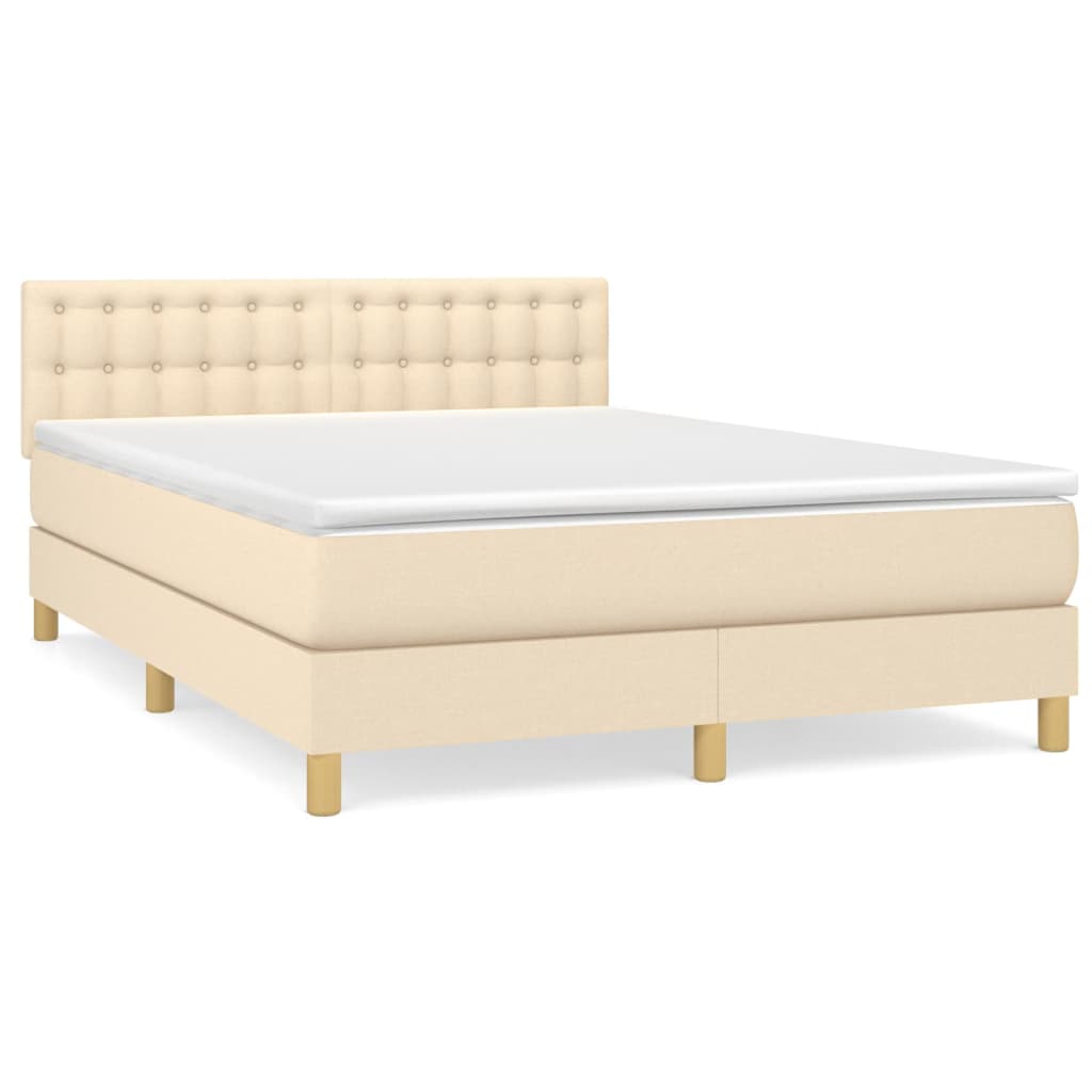Giroletto a Molle con Materasso Crema 140x19 cm in Tessuto | homemem39