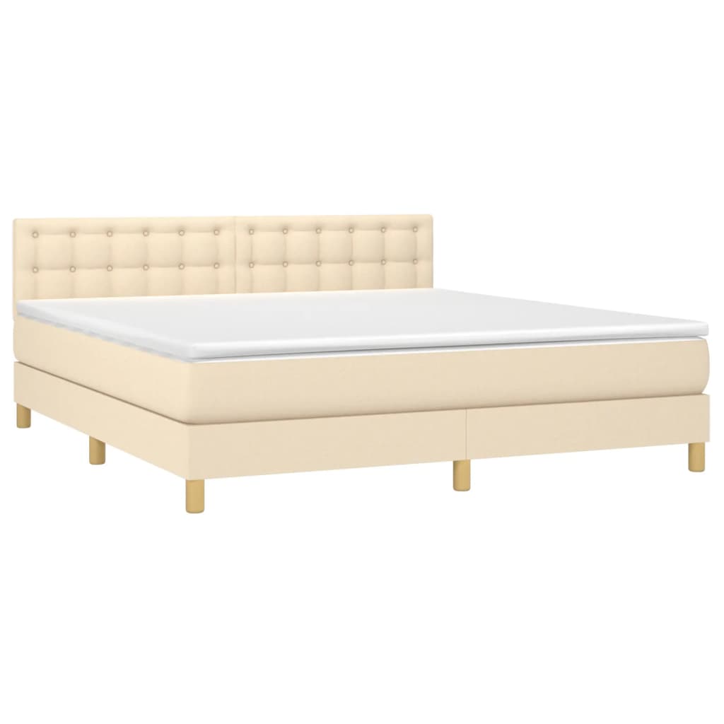 Giroletto a Molle con Materasso Crema 160x200 cm in Tessuto | homemem39