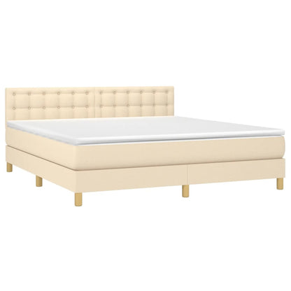 Giroletto a Molle con Materasso Crema 160x200 cm in Tessuto | homemem39