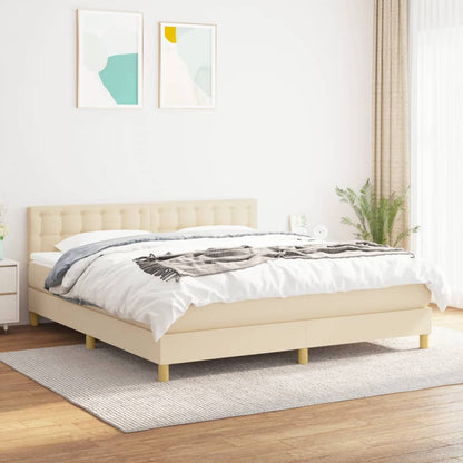Giroletto a Molle con Materasso Crema 160x200 cm in Tessuto | homemem39