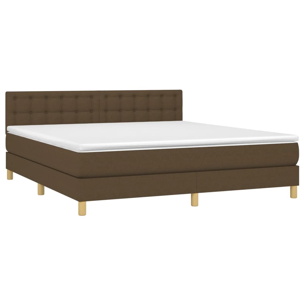 Giroletto a Molle con Materasso Marrone Scuro 180x200cm Tessuto | homemem39