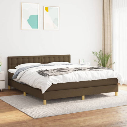 Giroletto a Molle con Materasso Marrone Scuro 180x200cm Tessuto | homemem39