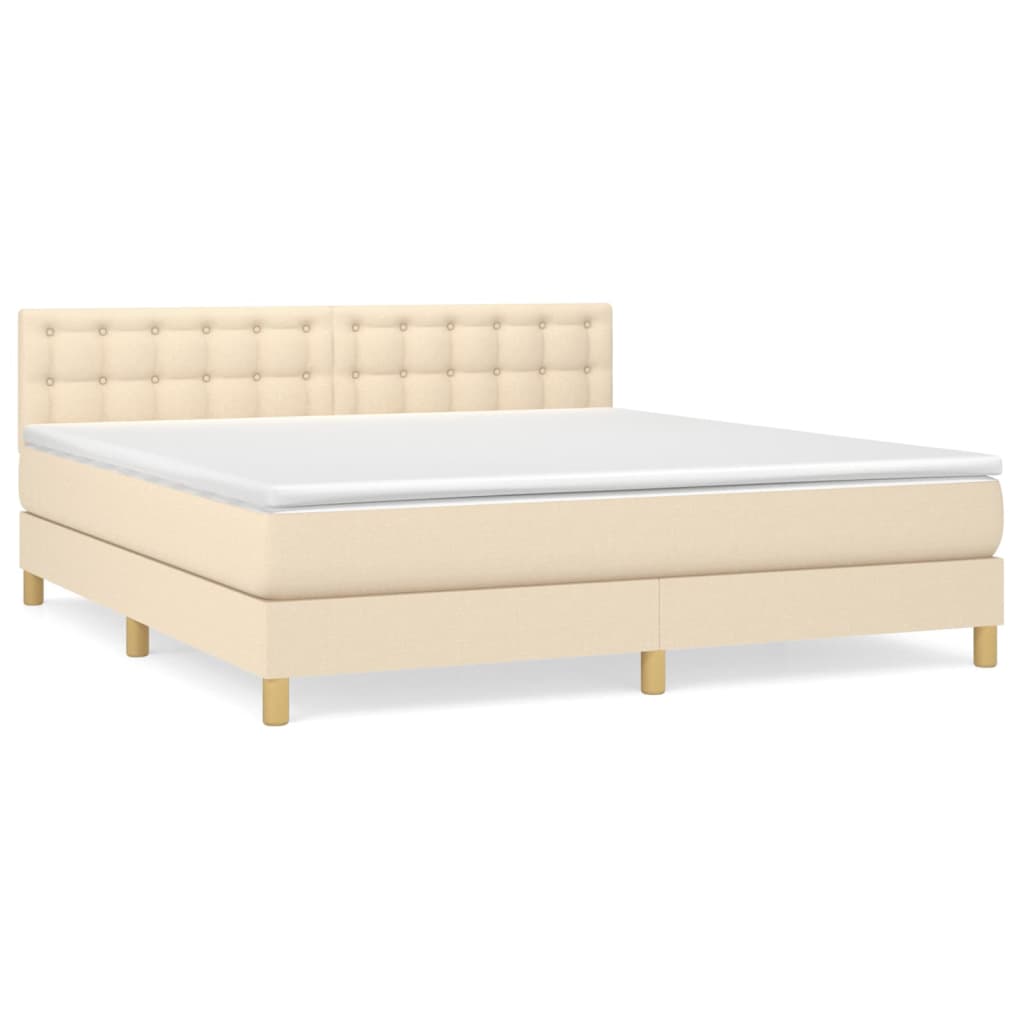 Giroletto a Molle con Materasso Crema 180x200 cm in Tessuto | homemem39