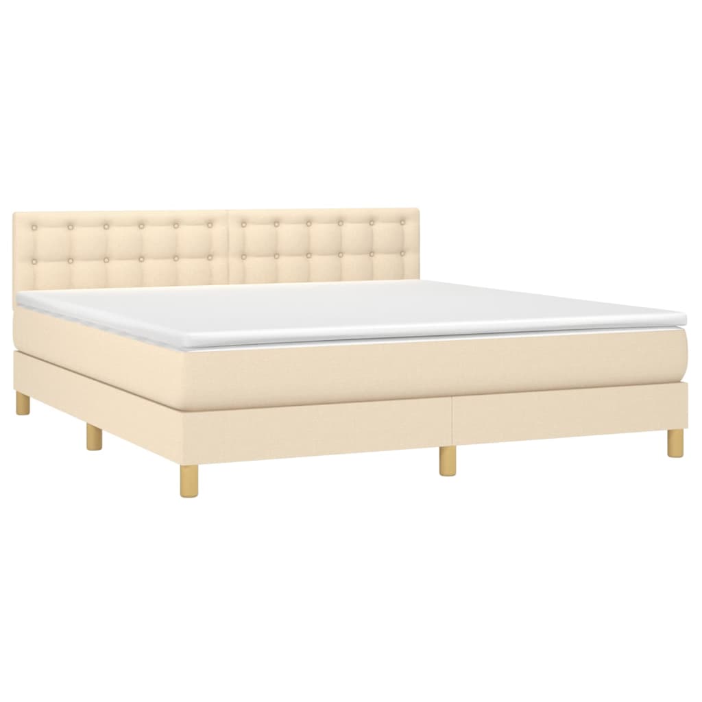 Giroletto a Molle con Materasso Crema 180x200 cm in Tessuto | homemem39