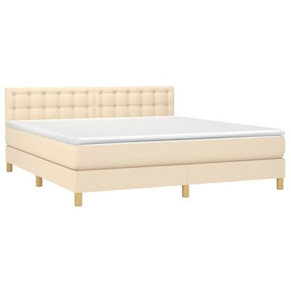 Giroletto a Molle con Materasso Crema 180x200 cm in Tessuto | homemem39