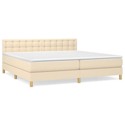 Giroletto a Molle con Materasso Crema 200x200 cm in Tessuto | homemem39