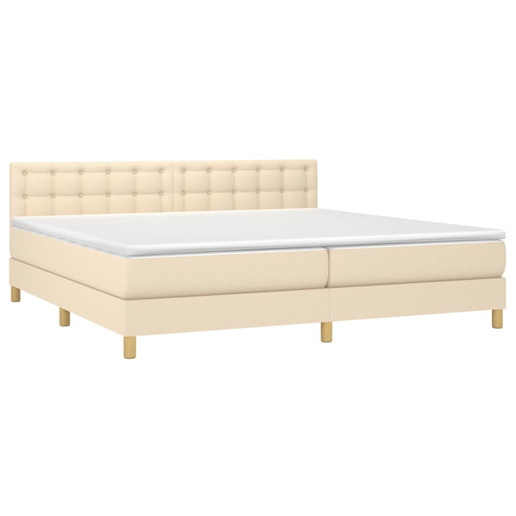 Giroletto a Molle con Materasso Crema 200x200 cm in Tessuto | homemem39
