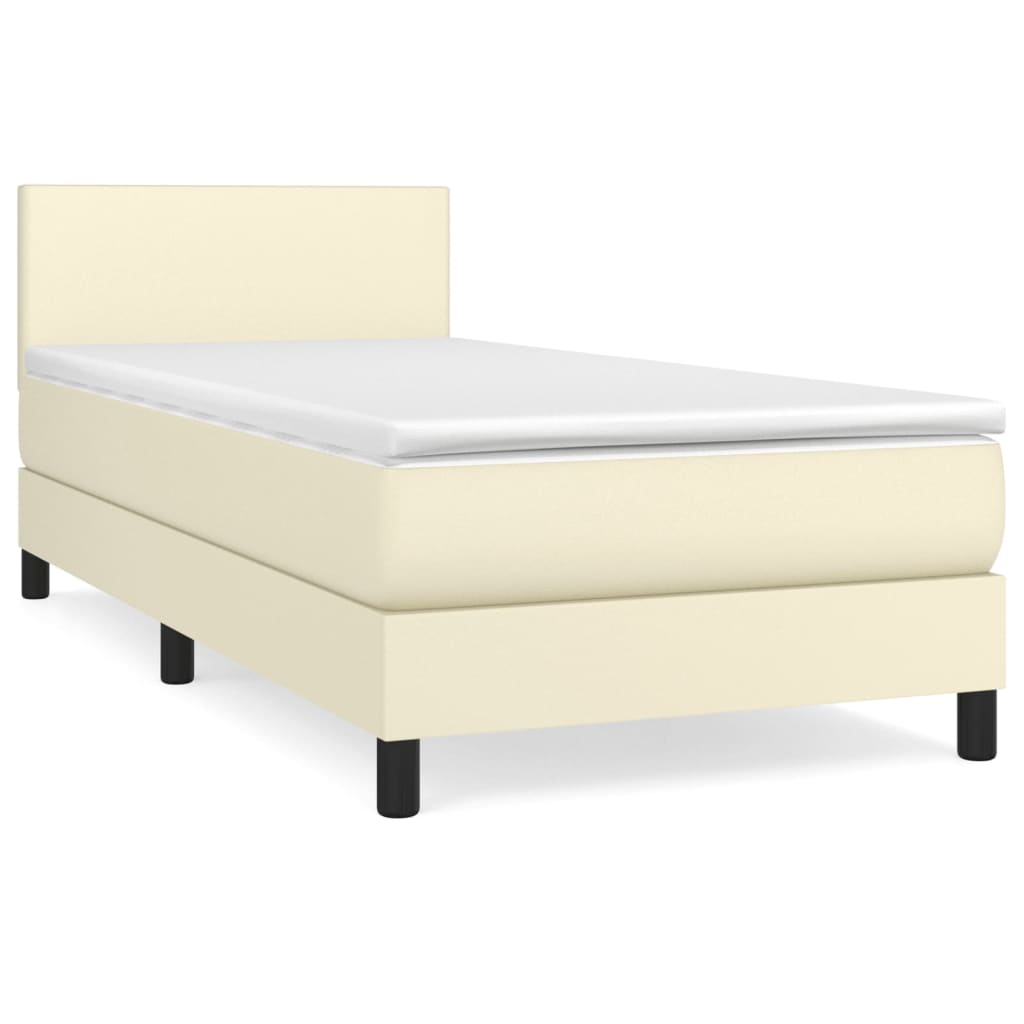 Giroletto a Molle con Materasso Crema 80x200 cm in Similpelle | homemem39