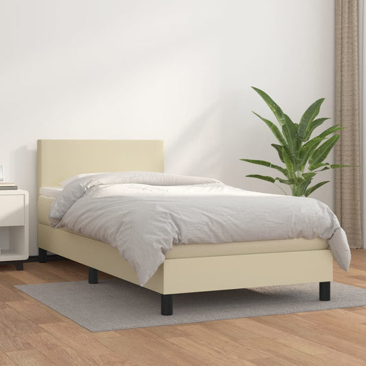 Giroletto a Molle con Materasso Crema 80x200 cm in Similpelle | homemem39