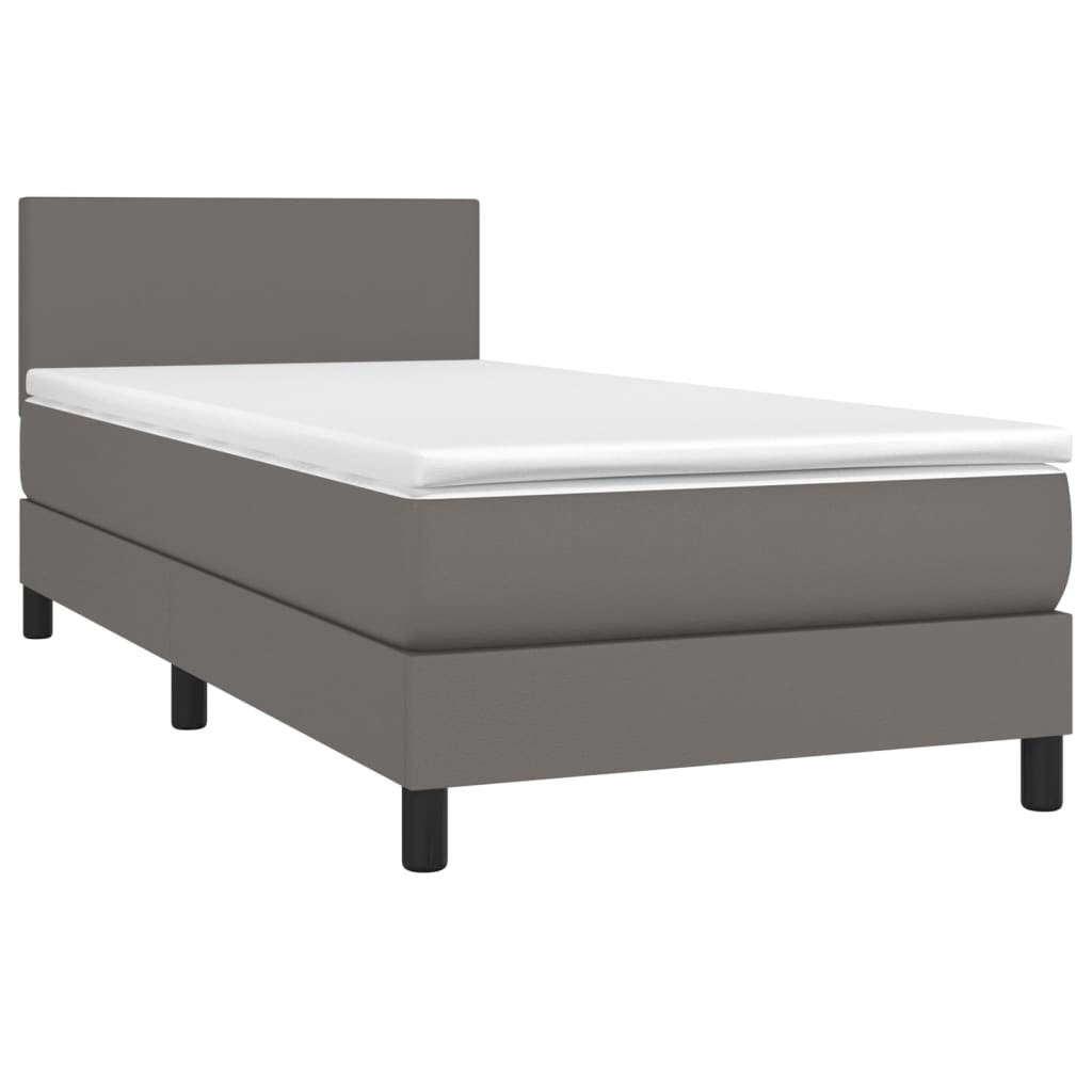 Giroletto a Molle con Materasso Grgio 80x200 cm in Similpelle | homemem39
