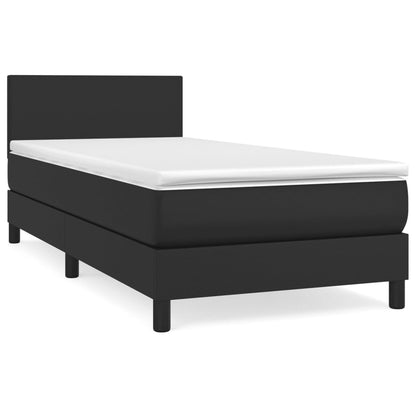 Giroletto a Molle con Materasso Nero 90x190 cm in Similpelle