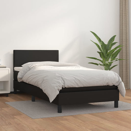 Giroletto a Molle con Materasso Nero 90x190 cm in Similpelle | homemem39