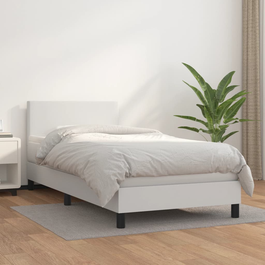 Giroletto a Molle con Materasso Bianco 90x200 cm in Similpelle | homemem39