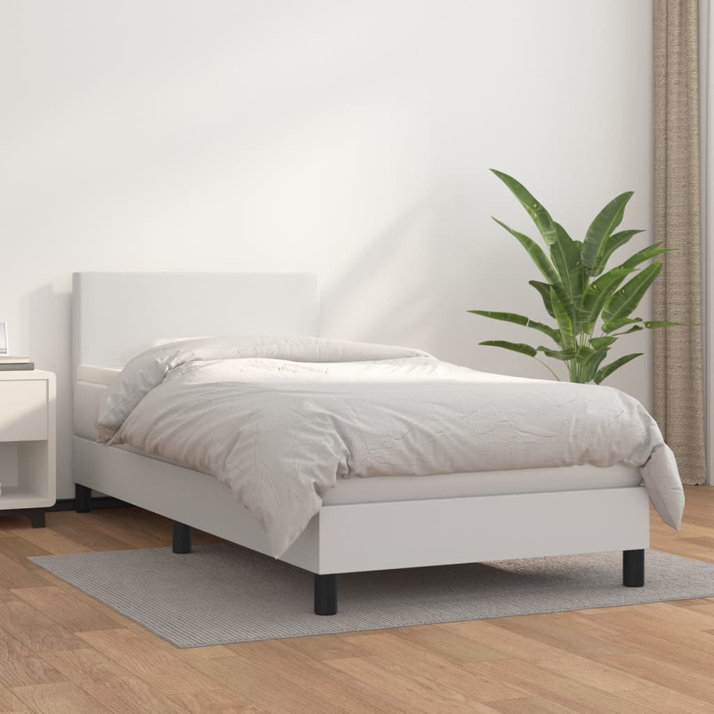 Giroletto a Molle con Materasso Bianco 100x200 cm in Similpelle | homemem39