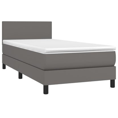 Giroletto a Molle con Materasso Grigio 100x200 cm in Similpelle | homemem39