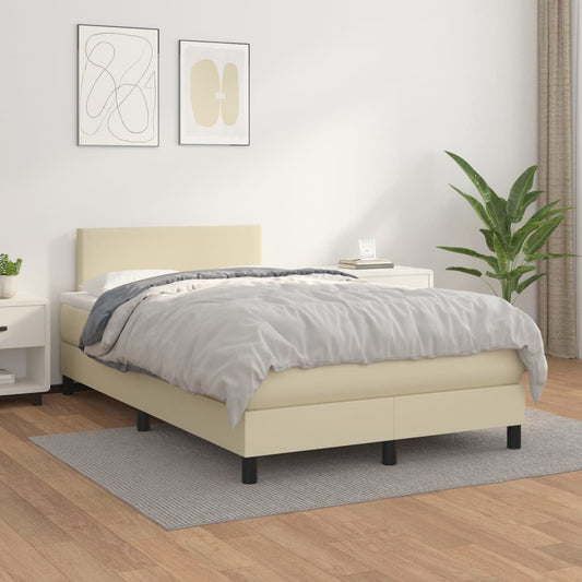 Giroletto a Molle con Materasso Crema 120x200 cm in Similpelle