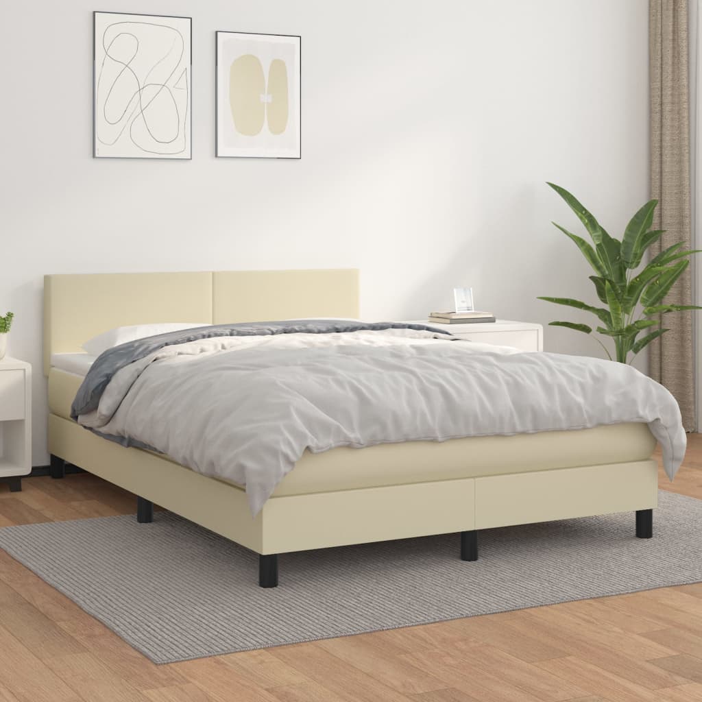 Giroletto a Molle con Materasso Crema 140x190 cm in Similpelle | homemem39