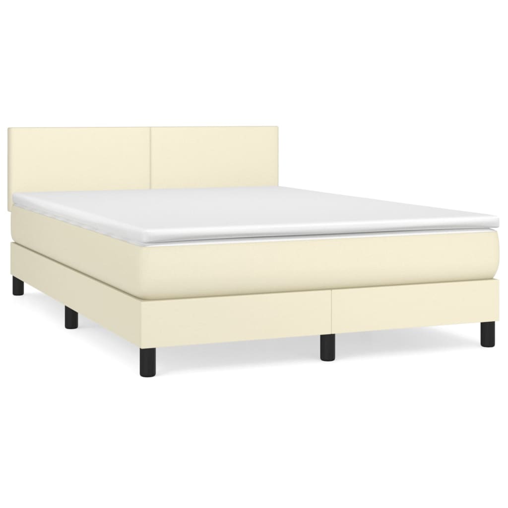 Giroletto a Molle con Materasso Crema 140x200 cm in Similpelle | homemem39