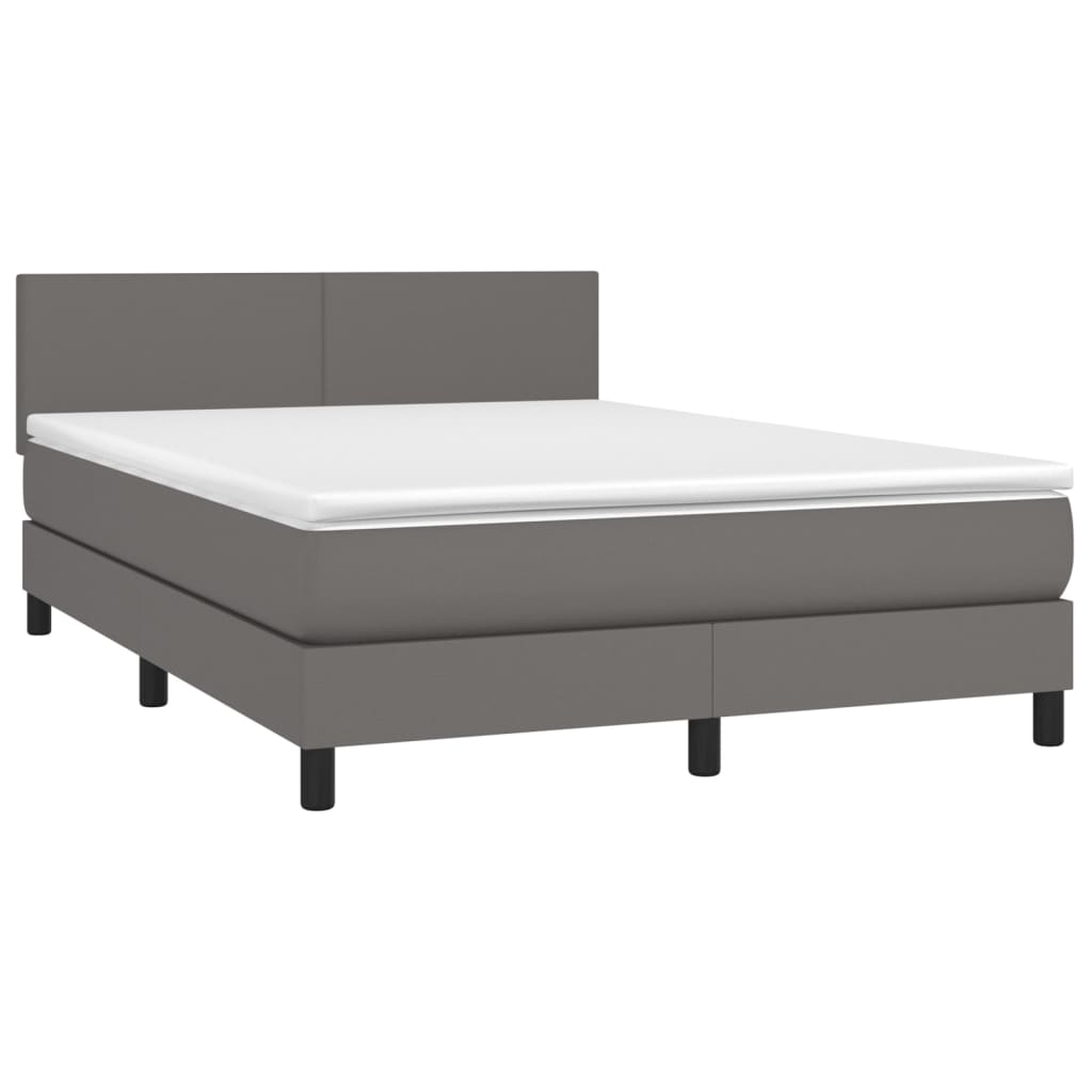 Giroletto a Molle con Materasso Grigio 140x200 cm in Similpelle | homemem39