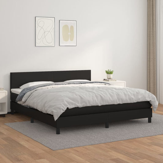Giroletto a Molle con Materasso Nero 160x200 cm in Similpelle | homemem39