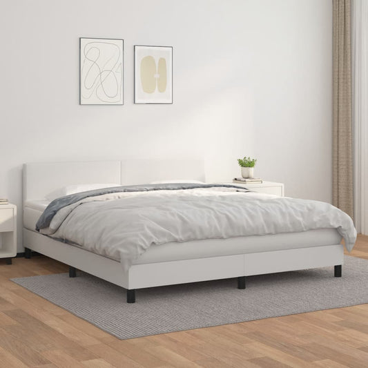 Giroletto a Molle con Materasso Bianco 160x200 cm in Similpelle | homemem39