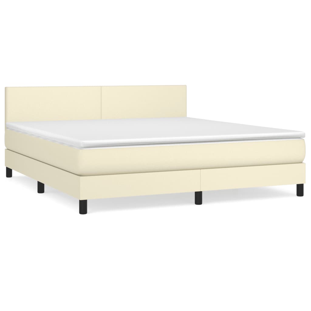 Giroletto a Molle con Materasso Crema 160x200 cm in Similpelle | homemem39