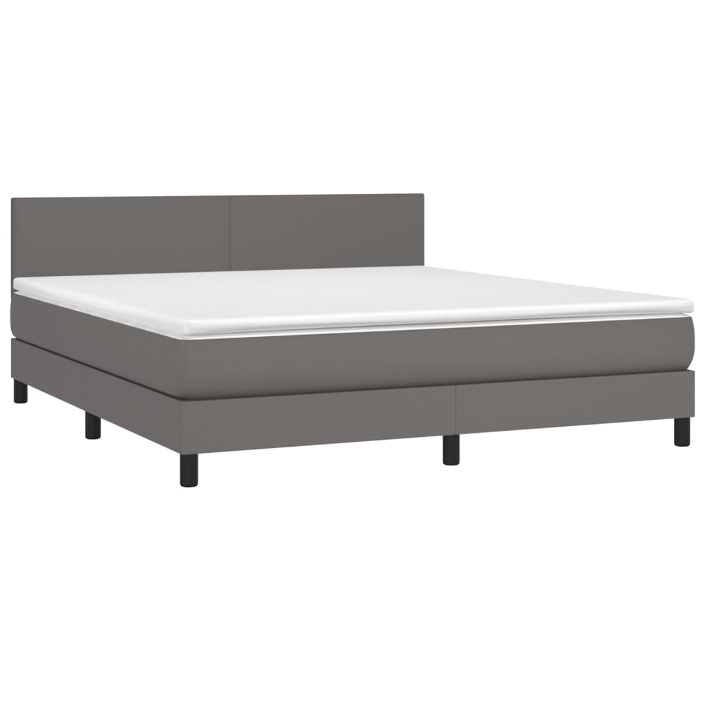 Giroletto a Molle con Materasso Grigio 160x200 cm in Similpelle | homemem39