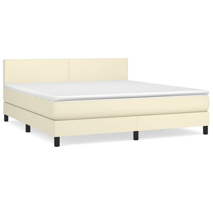 Giroletto a Molle con Materasso Crema 180x200 cm in Similpelle | homemem39