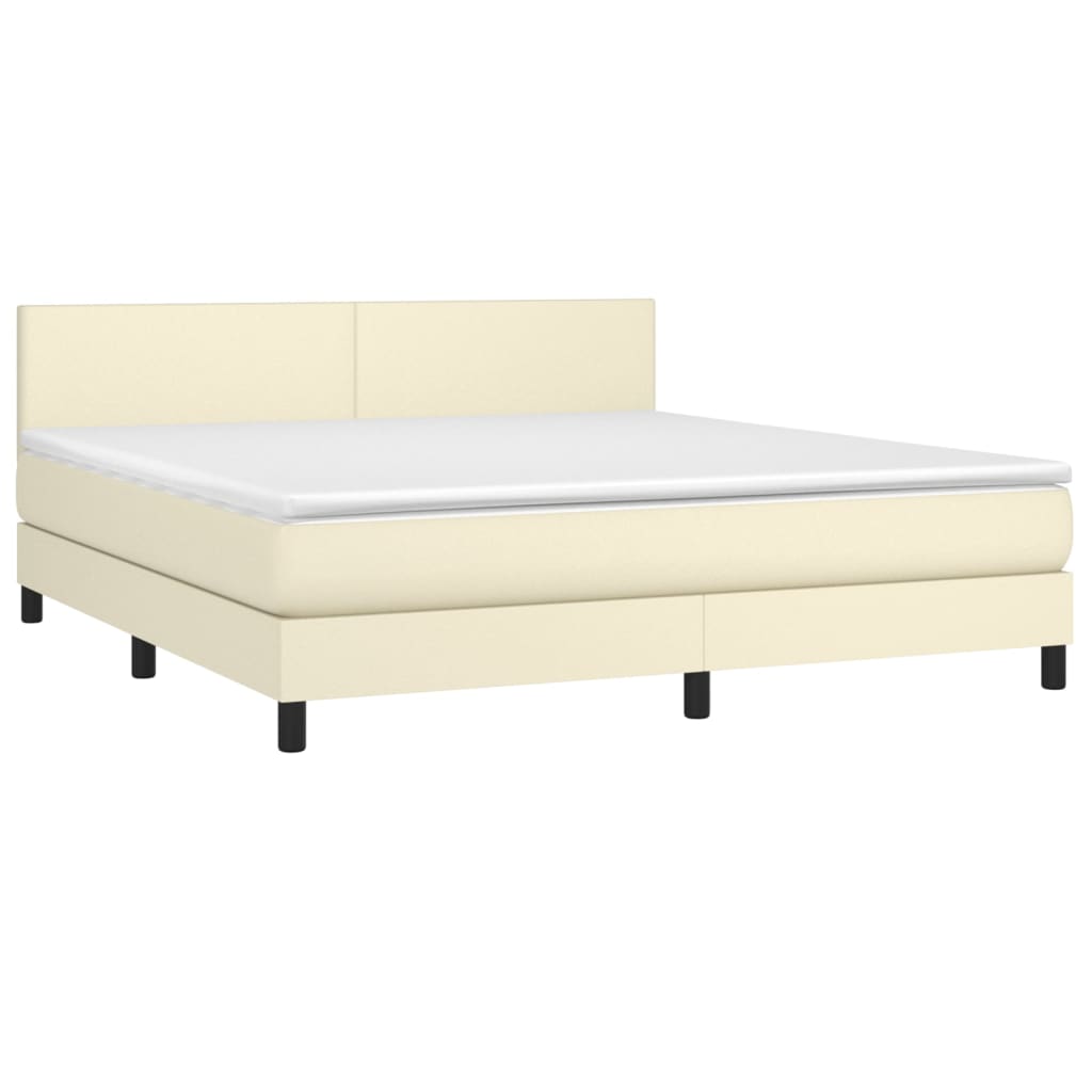 Giroletto a Molle con Materasso Crema 180x200 cm in Similpelle | homemem39
