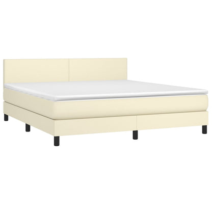 Giroletto a Molle con Materasso Crema 180x200 cm in Similpelle | homemem39